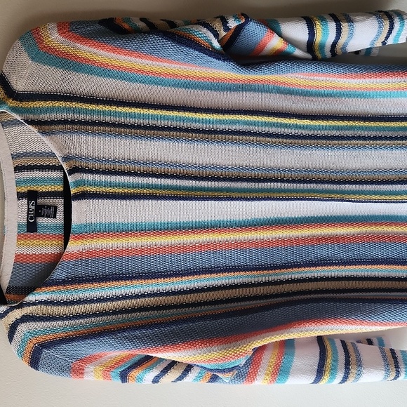 Chaps multi striped tunic sweater womens M linen, cotton blend - Picture 3 of 9